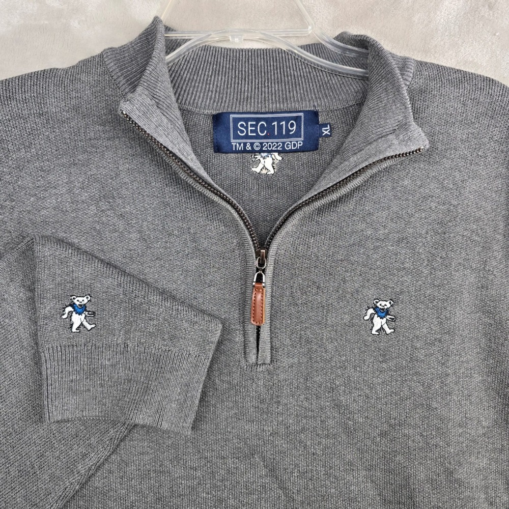 Grateful‎ Dead SEC 119 Mens XL Wool Quarter Zip Pullover Sweater Dancing Bears